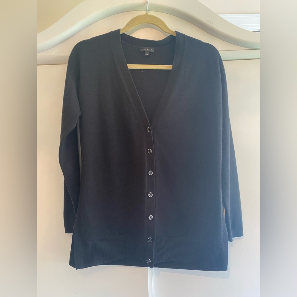 Talbots Black Button-Up Cardigan Soft Small